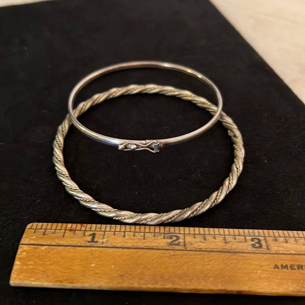 Lot 2 Vintage Sterling Silver 925 Bracelets bangle & clasp hinged
